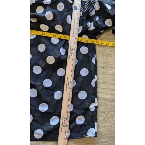 Est. 1946 Polka Dot Blouse Sz 14/16 Black Long Sheer Flouncy Sleeve Ruffled NEW - Picture 9 of 9